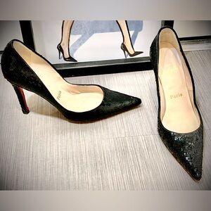 Christian Louboutin Decoltissimo Sequin Pumps black color Size 7 Authenticated